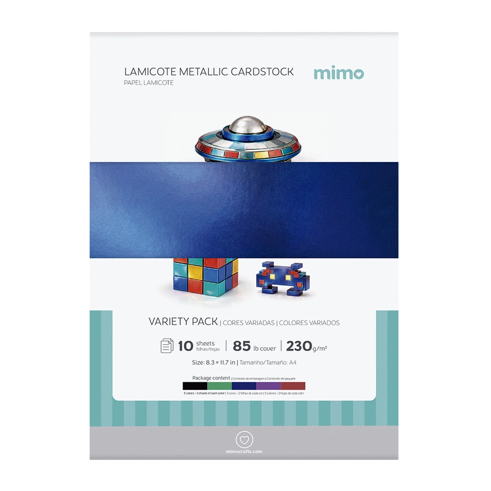 Papel Lamicote Mimo Kit Cores Essenciais - A4 -  230 g - 10 folhas