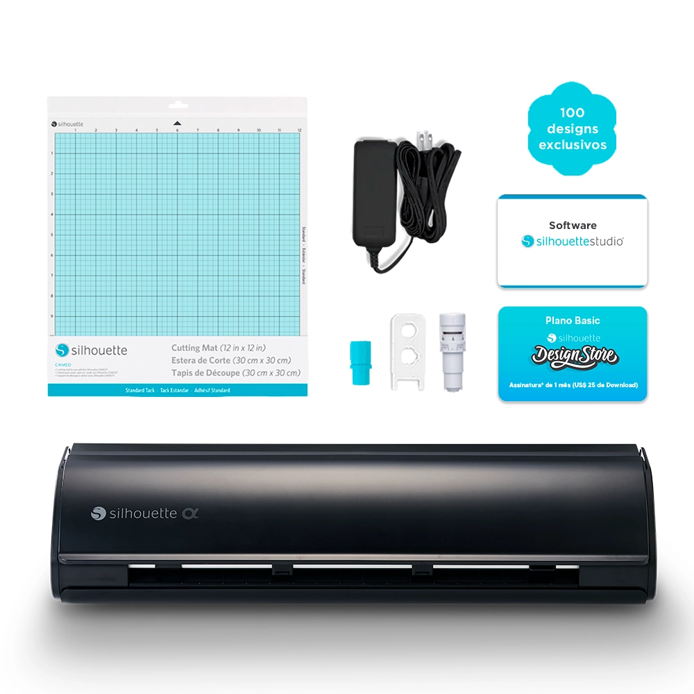 Silhouette Cameo 5 Alpha Preta + Kit Scrapbooking