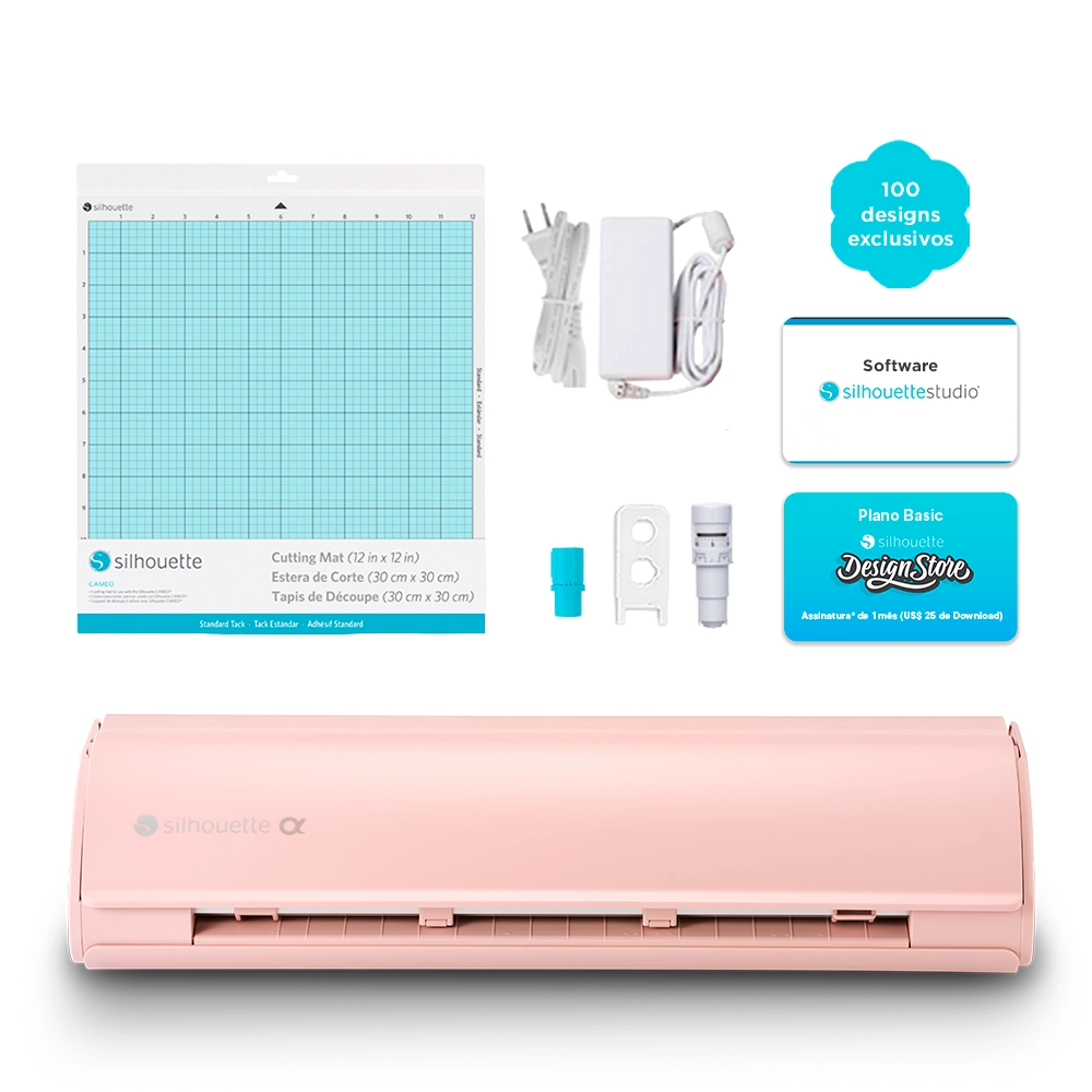 Silhouette Cameo 5 Alpha Rosa + Kit Papelaria Personalizada