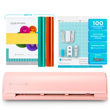Silhouette Cameo 5 Alpha Rosa + Kit Papelaria Personalizada