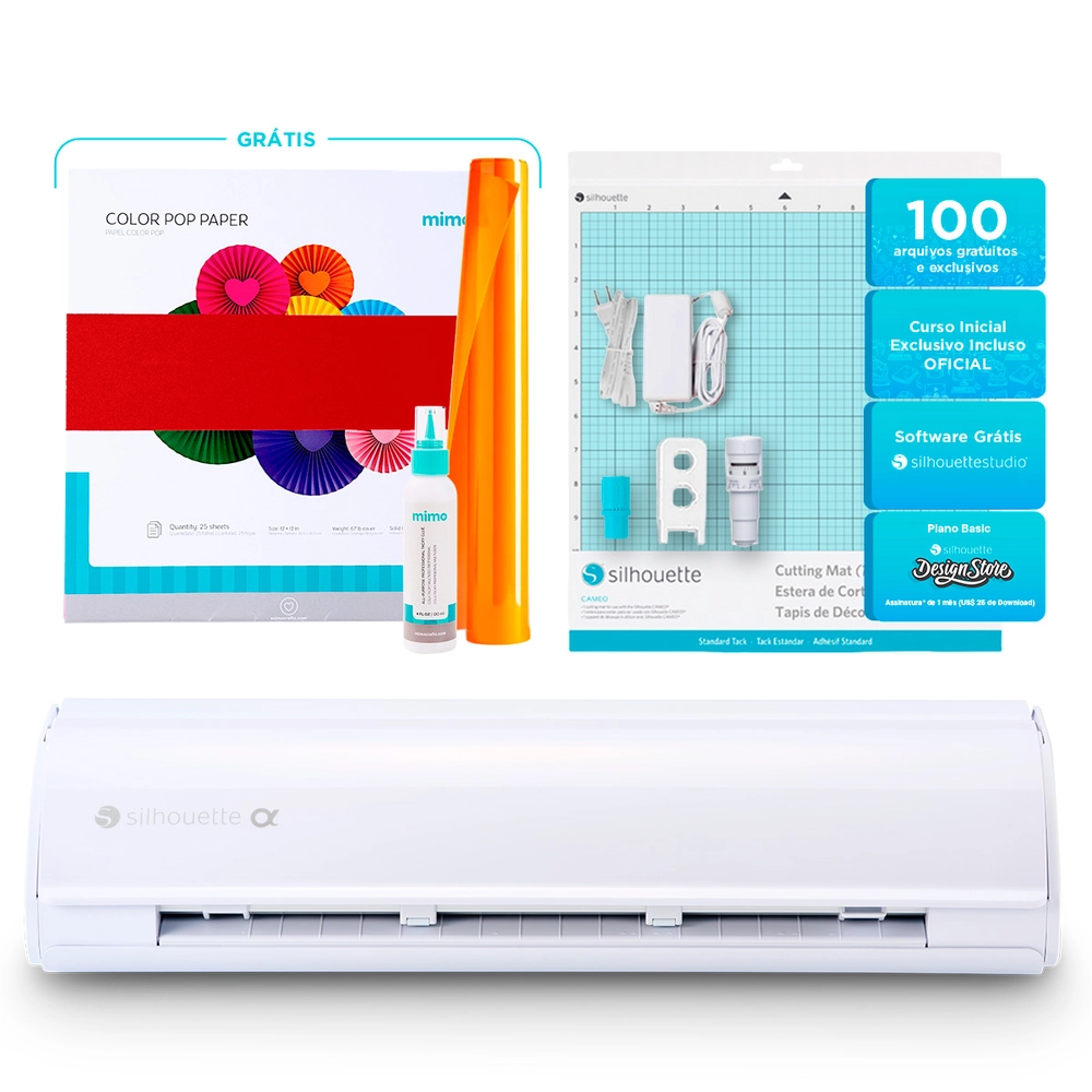 Silhouette Cameo 5 Alpha Branca + Kit para Personalizados