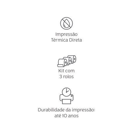 Adesivo para Impressora Térmica Mimo Pop - Paper Branco – 3 Rolos – 50 mm x 3,5 m