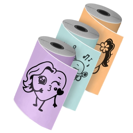 Adesivo para Impressora Térmica Mimo Pop -  Paper Colorido (Menta, Lavanda e Laranja) – 3 Rolos – 50 mm x 3,5 m