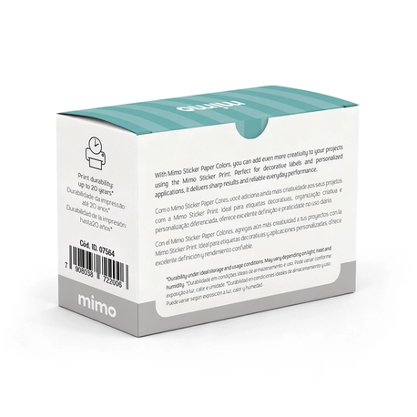 Adesivo para Impressora Térmica Mimo Pop -  Paper Colorido (Menta, Lavanda e Laranja) – 3 Rolos – 50 mm x 3,5 m