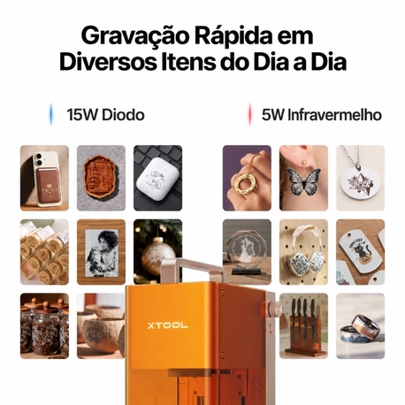Equipamento para gravação a laser duplo ultra rápido F2 Xtool - Laser Diodo 15w e IR 5w