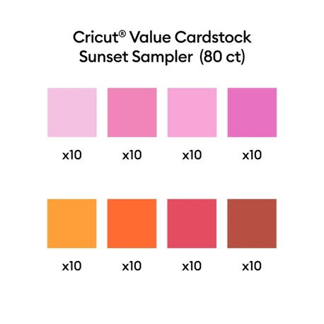 Papel Cardstock Value Sunset – Cricut – 21,6 x 27,9 cm – 80 Folhas