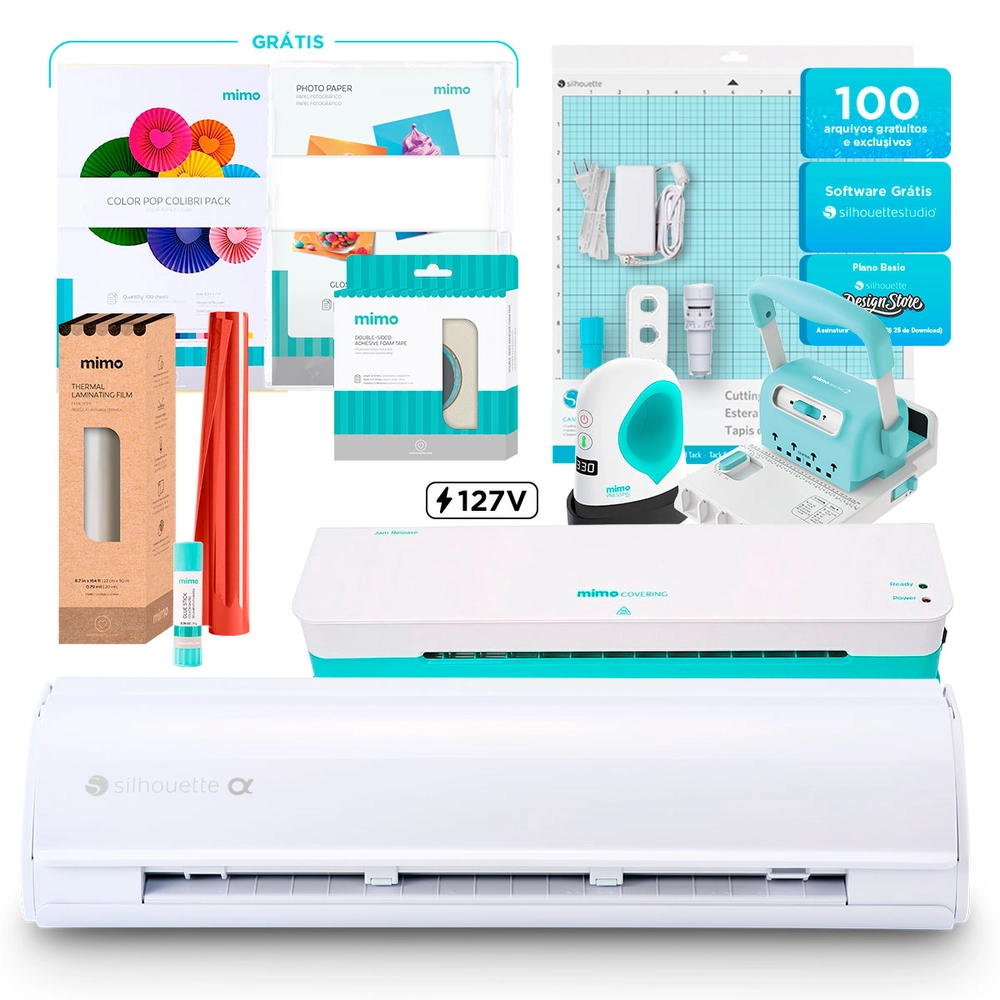 Silhouette Cameo 5 Alpha Branca - Kit Scrap Pro 127V