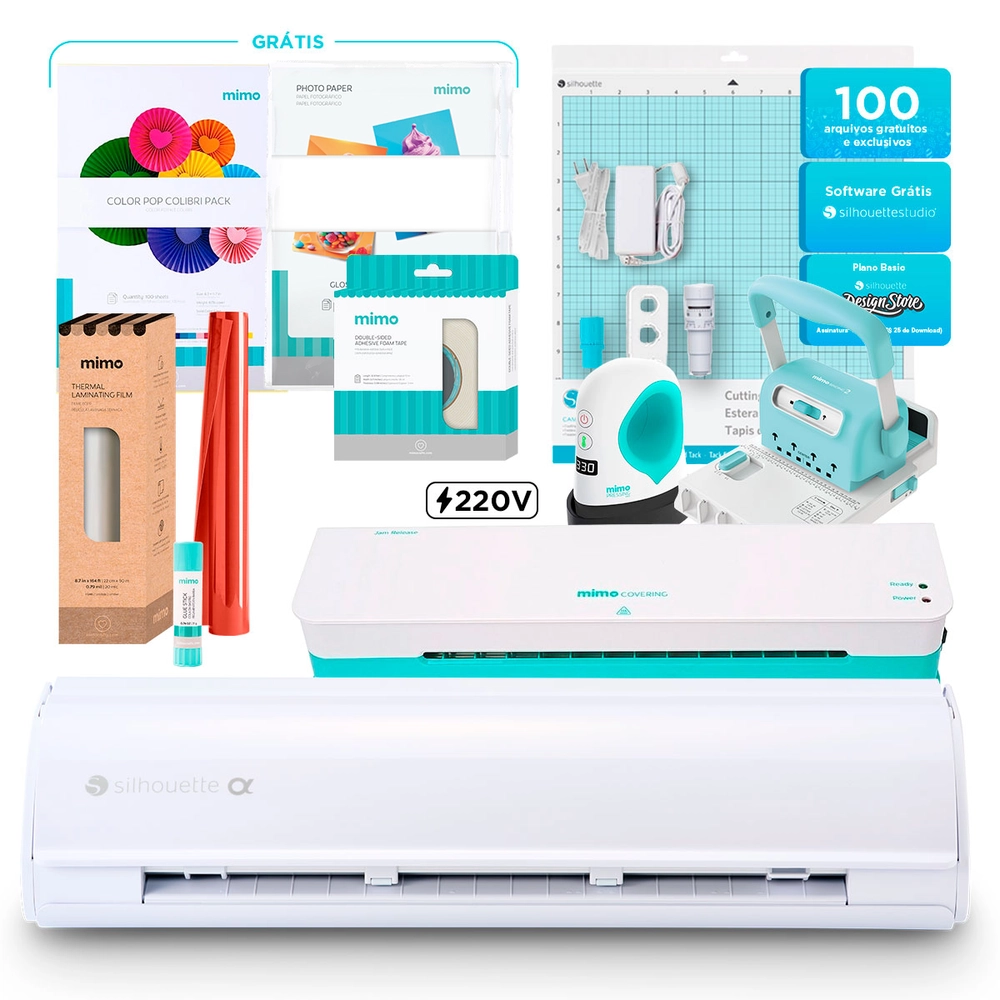 Silhouette Cameo 5 Alpha Branca - Kit Scrap Pro 220V